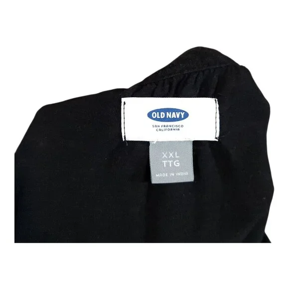 Old Navy Black 3/4 Sleeve Split Neck Ladder Stitch Top Casual Boho Women's XXL - Picture 6 of 6
